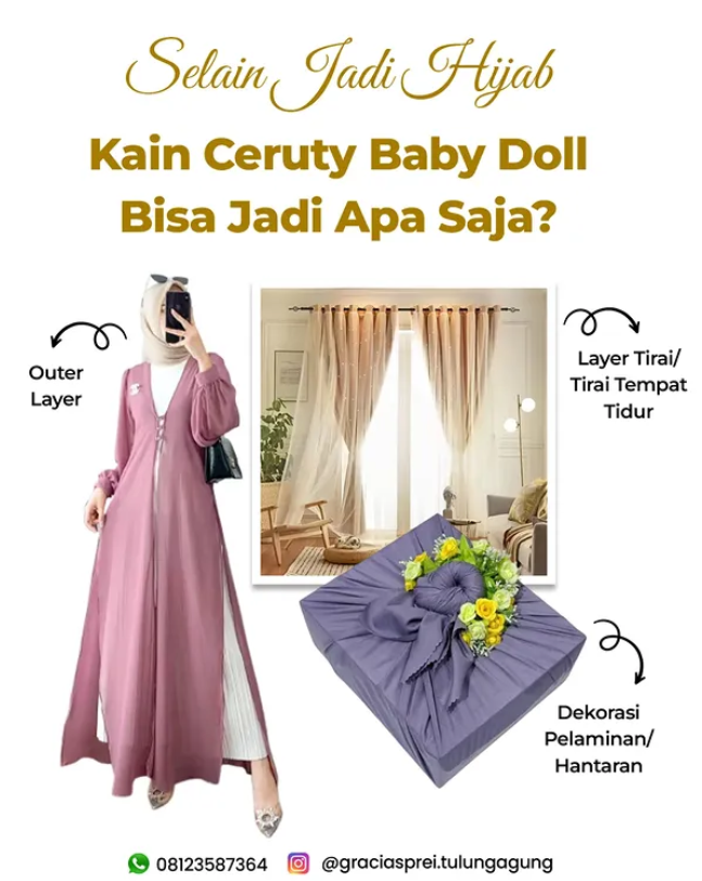 <p>Selain Jadi Hijab, Kain Ceruty Baby Doll Bisa J